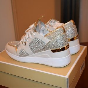michael michael kors liv glitter and rhinestone trainers